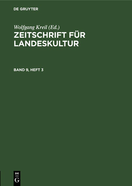 Zeitschrift für Landeskultur. Band 9, Heft 3