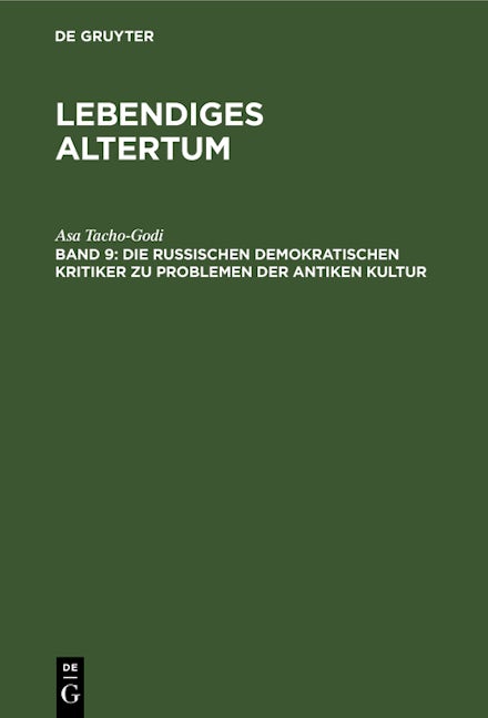 Die russischen demokratischen Kritiker zu Problemen der antiken Kultur