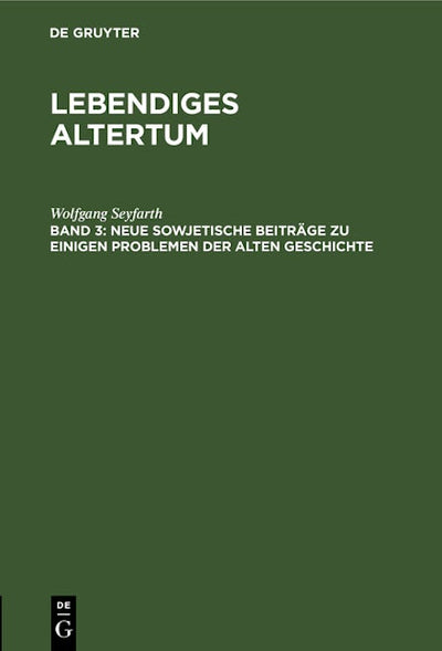 Neue sowjetische Beiträge zu einigen Problemen der alten Geschichte