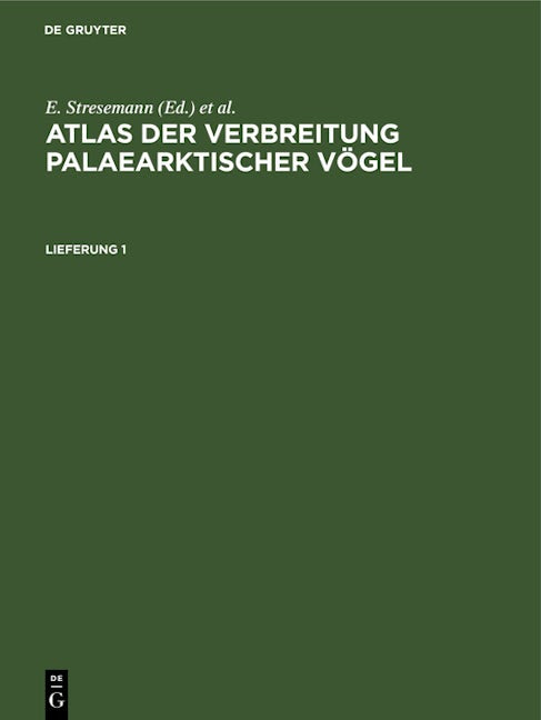 Atlas der Verbreitung palaearktischer Vögel. Lieferung 1