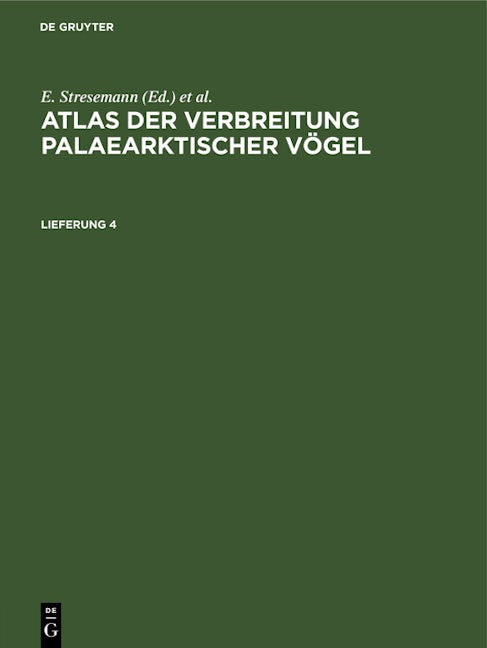 Atlas der Verbreitung palaearktischer Vögel. Lieferung 4