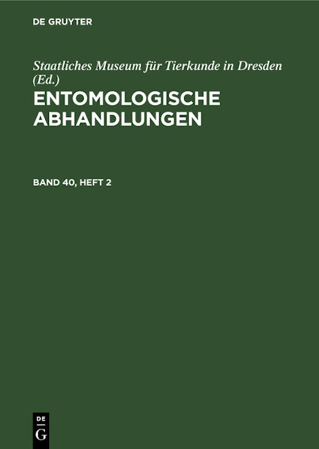 Entomologische Abhandlungen. Band 40, Heft 2