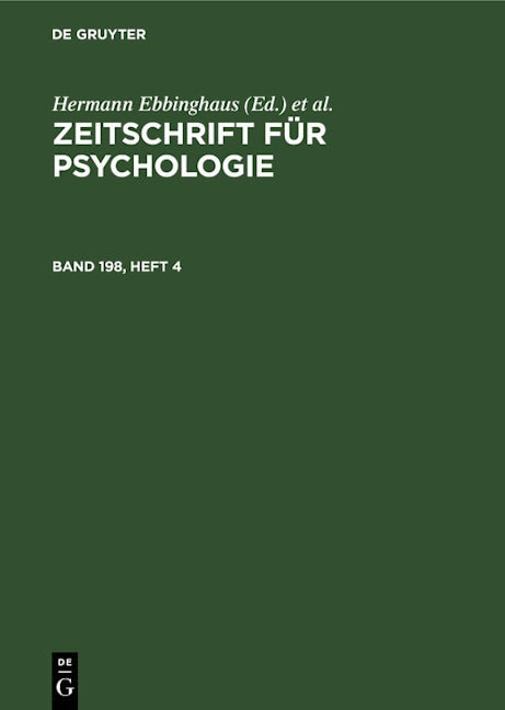 Zeitschrift für Psychologie. Band 198, Heft 4
