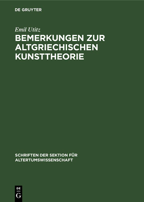 Bemerkungen zur Altgriechischen Kunsttheorie