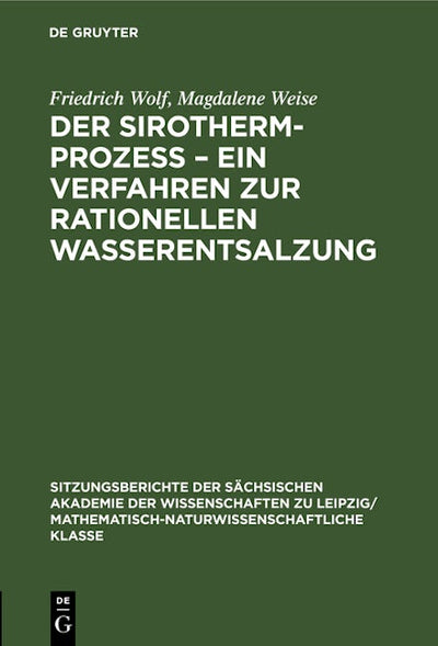 Der Sirotherm-Prozess – Ein Verfahren zur rationellen Wasserentsalzung