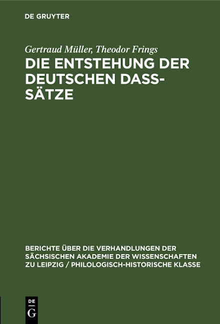 Die Entstehung der deutschen daß-Sätze
