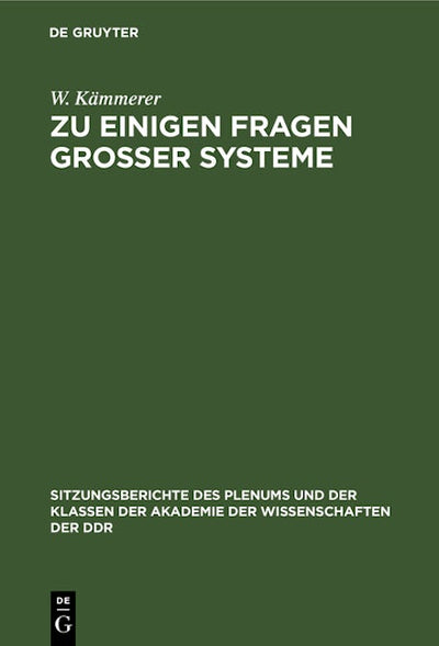 Zu einigen Fragen großer Systeme