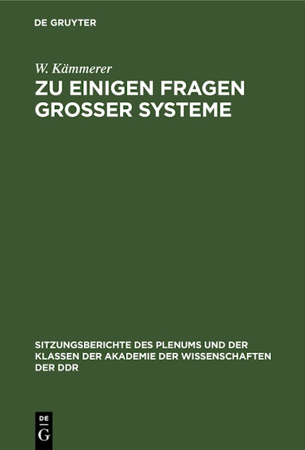 Zu einigen Fragen großer Systeme