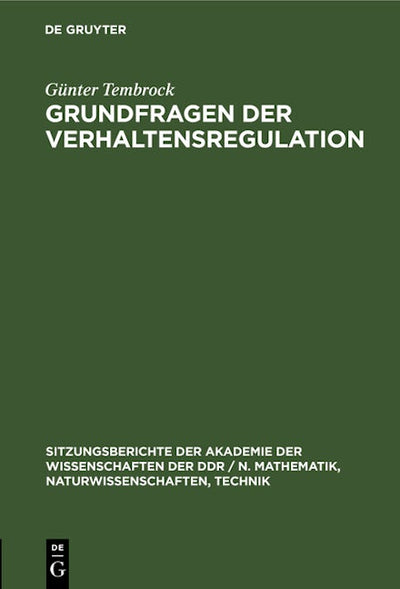 Grundfragen der Verhaltensregulation