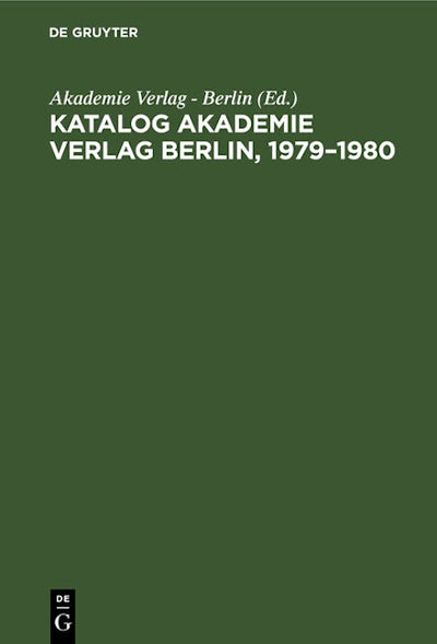 Katalog Akademie Verlag Berlin, 1979–1980
