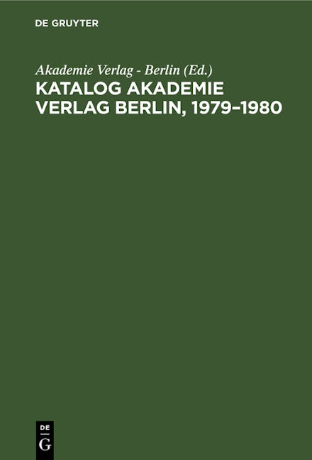 Katalog Akademie Verlag Berlin, 1979–1980