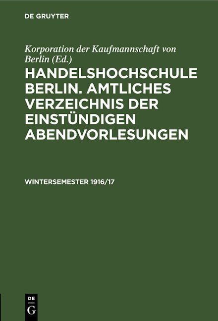 Amtliches Verzeichnis der einstündigen Abendvorlesungen