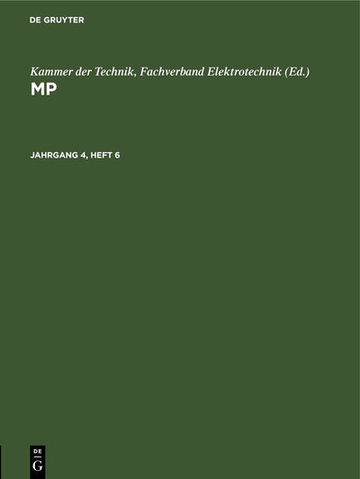 Cover image for MP. Jahrgang 4, Heft 6, isbn: 9783112610831