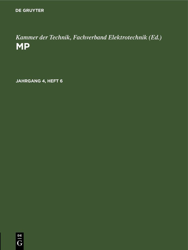 Cover image for MP. Jahrgang 4, Heft 6, isbn: 9783112610831