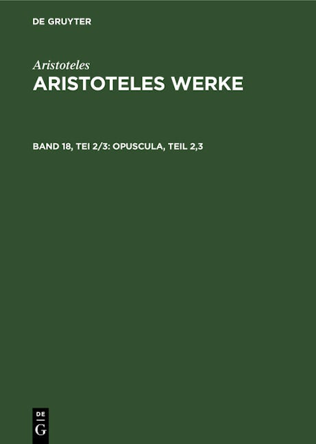 Book cover image for Opuscula, Teil 2,3 ISBN: 9783112611999
