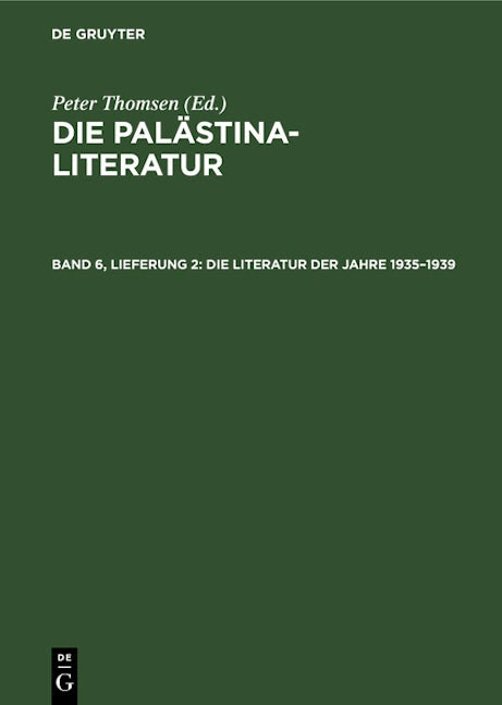 Die Literatur der Jahre 1935–1939