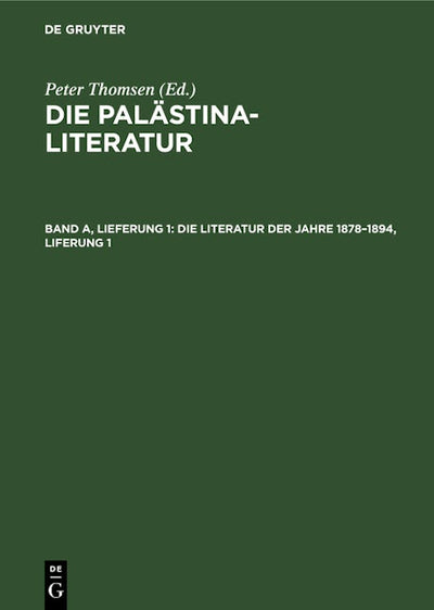 Die Literatur der Jahre 1878–1894, Liferung 1