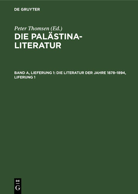 Die Literatur der Jahre 1878–1894, Liferung 1