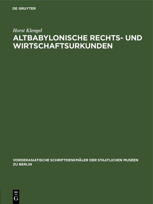 Altbabylonische Rechts- und Wirtschaftsurkunden