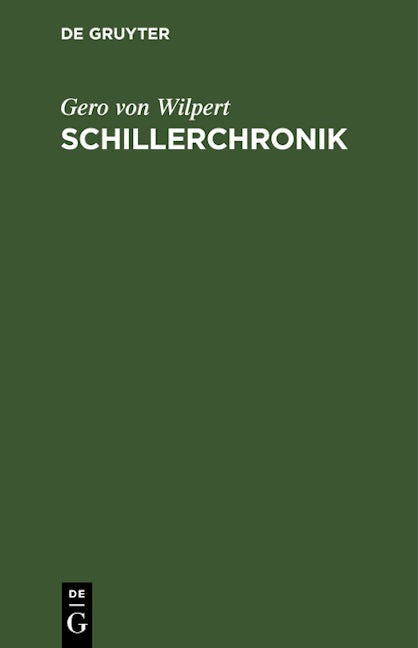 Book cover image for Schillerchronik ISBN: 9783112617717
