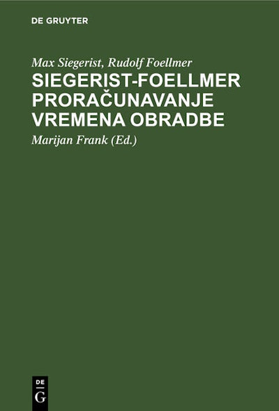 Siegerist-Foellmer Proračunavanje vremena obradbe