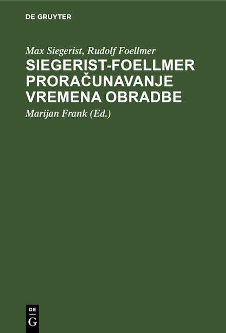Siegerist-Foellmer Proračunavanje vremena obradbe
