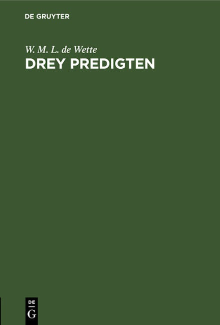 Book cover image for Drey Predigten ISBN: 9783112630853