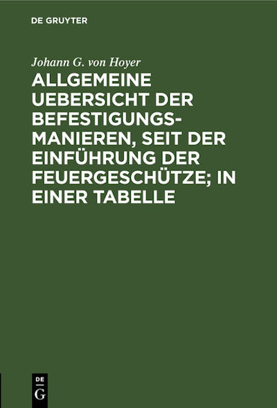 Allgemeine Uebersicht der Befestigungs-Manieren, seit der Einführung der Feuergeschütze; in einer Tabelle