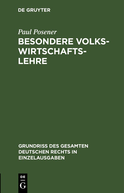Besondere Volkswirtschaftslehre