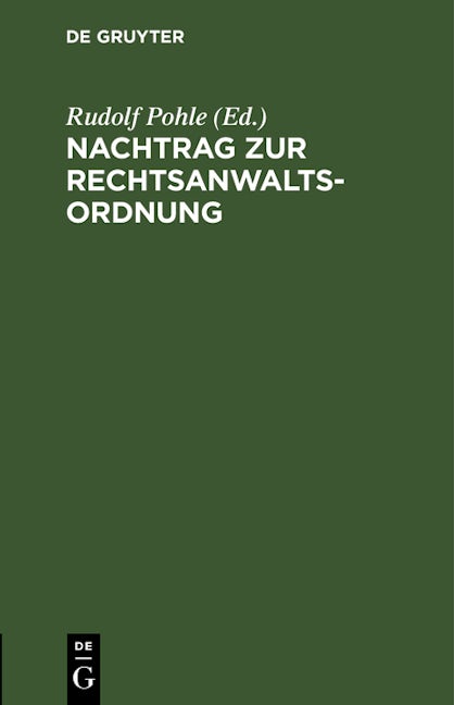 Nachtrag zur Rechtsanwaltsordnung