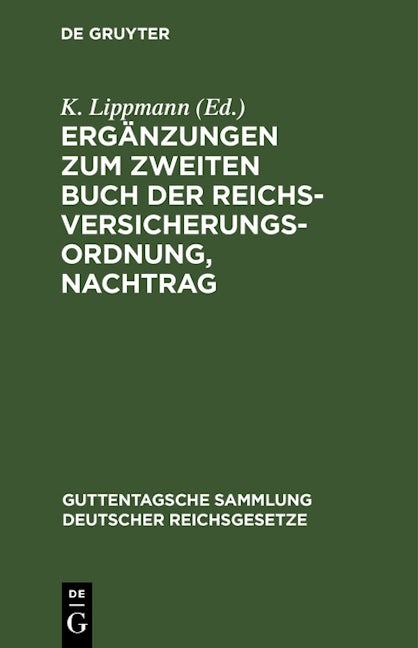 Ergänzungen zum zweiten Buch der Reichsversicherungsordnung, Nachtrag