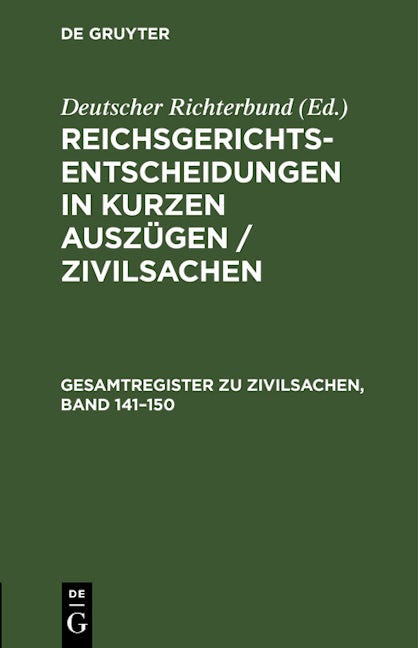 Gesamtregister zu Zivilsachen, Band 141–150