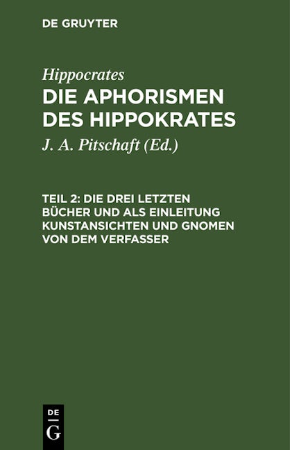 Die drei letzten Bücher und als Einleitung Kunstansichten und Gnomen von dem Verfasser