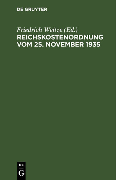 Reichskostenordnung vom 25. November 1935
