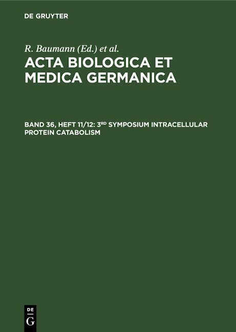 3rd Symposium Intracellular Protein Catabolism