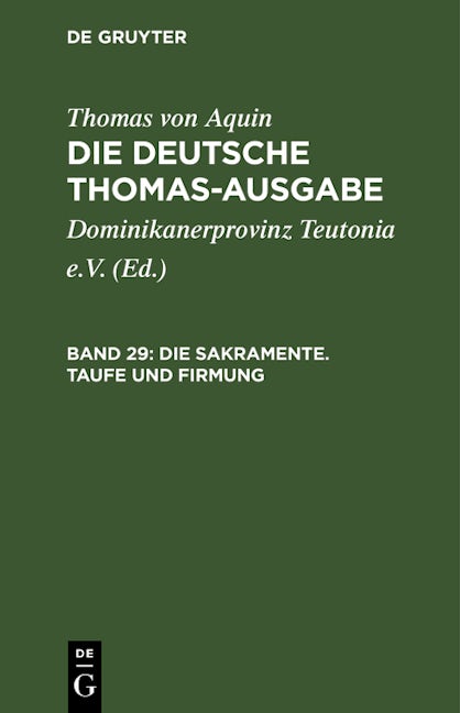 Book cover image for Die Sakramente. Taufe und Firmung ISBN: 9783112658499