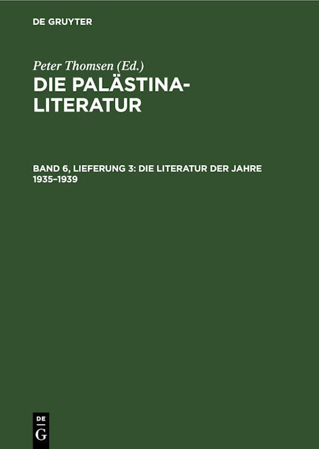 Die Literatur der Jahre 1935–1939