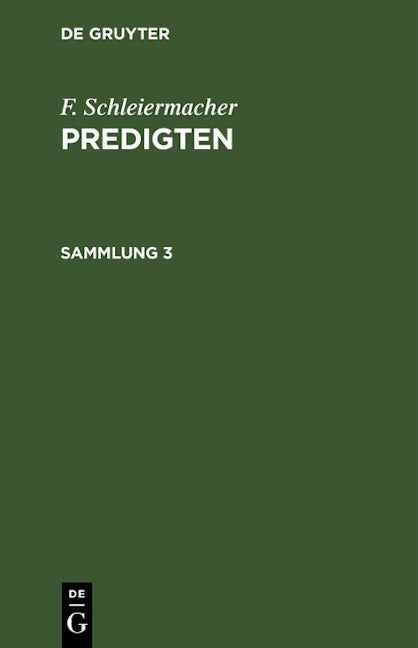 F. Schleiermacher: Predigten. Sammlung 3