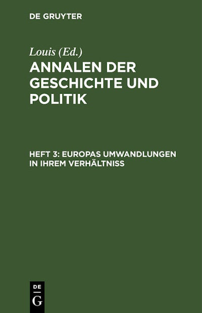 Europas Umwandlungen in ihrem Verhältniß