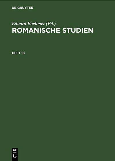 Romanische Studien. Heft 18