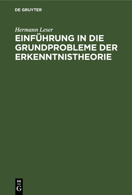 Einführung in die Grundprobleme der Erkenntnistheorie
