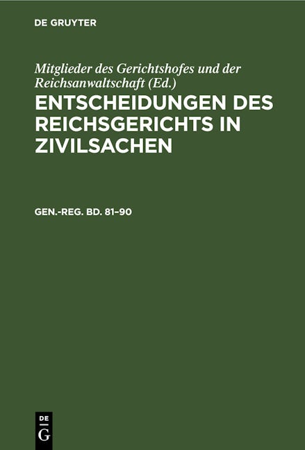 Generalregister zum Band 81–90