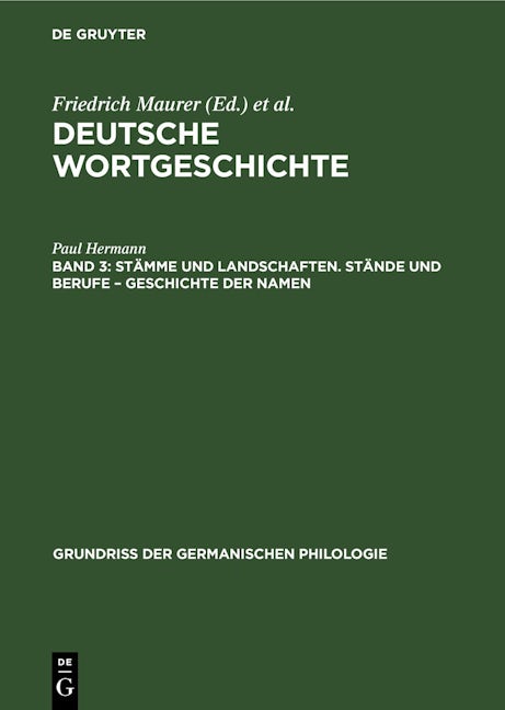 Stämme und Landschaften. Stände und Berufe – Geschichte der Namen
