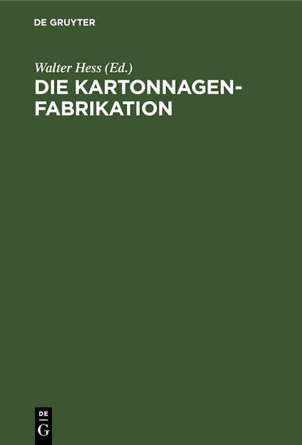 Die Kartonnagenfabrikation