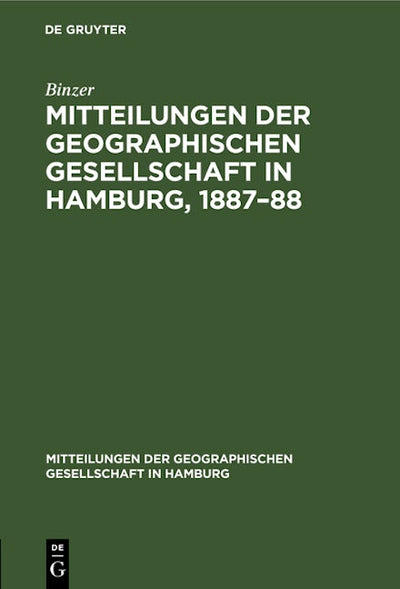 Mitteilungen der Geographischen Gesellschaft in Hamburg, 1887–88