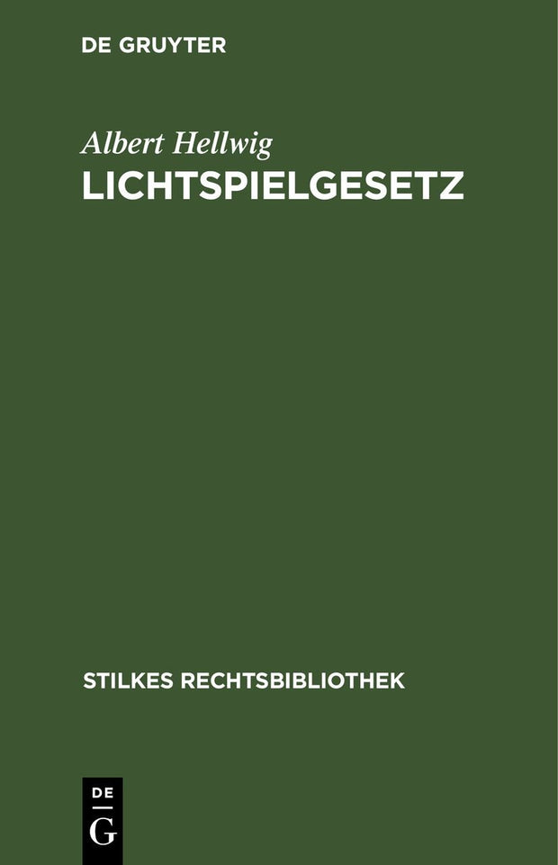 Cover image for Lichtspielgesetz, isbn: 9783112684276