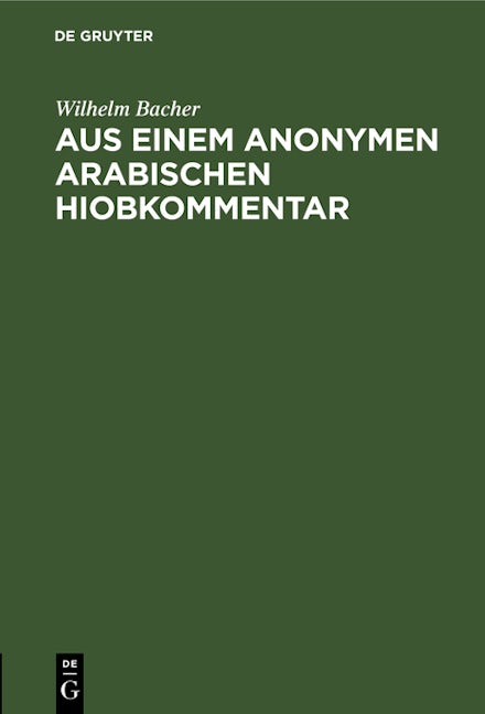 Aus einem anonymen arabischen Hiobkommentar