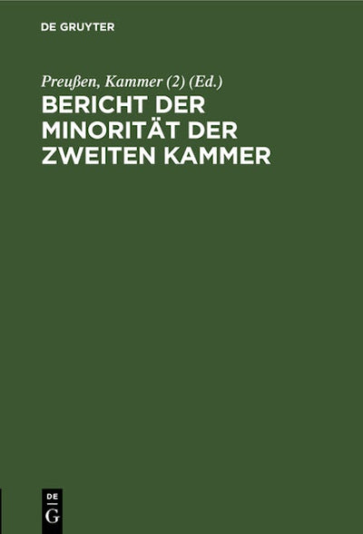 Bericht der Minorität der Zweiten Kammer