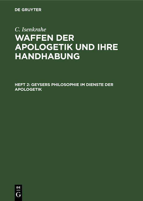 Geysers Philosophie im Dienste der Apologetik