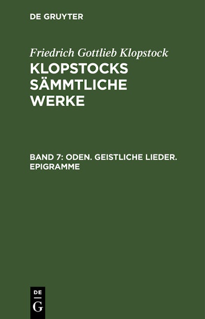 Oden. Geistliche Lieder. Epigramme